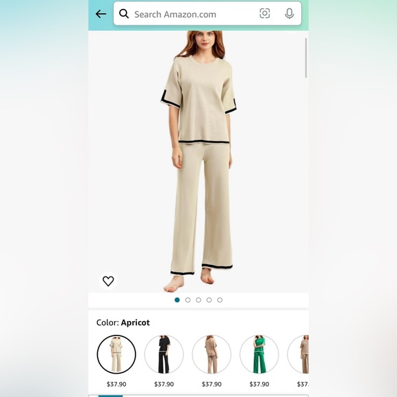 Knit 2 Pieces Sweater Sets Short Sleeve Pullover Tops and Wide Legs Pants - Picture 5 of 7